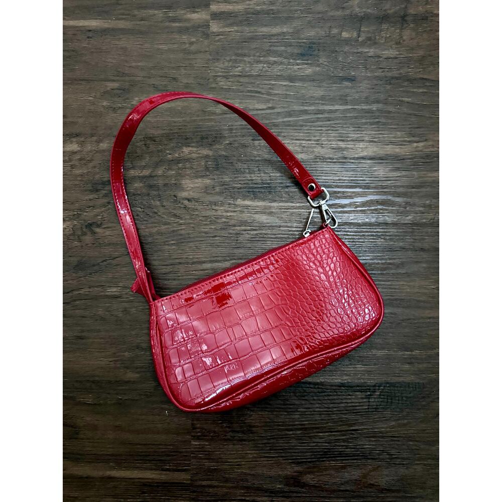 Y2K Faux Leather Red Animal Skin Shoulder Bag